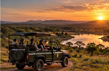 Safari vehicle with travellers