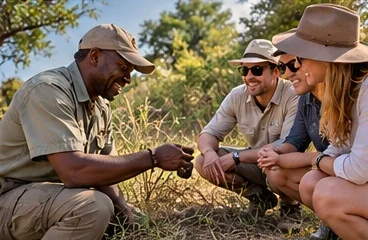 Guide interacting with safari guests