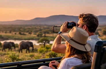 Couple enjoying a private safari