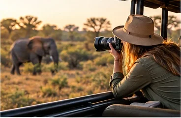 Guests photographing wildlife
