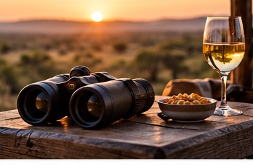 Binoculars and safari drinks